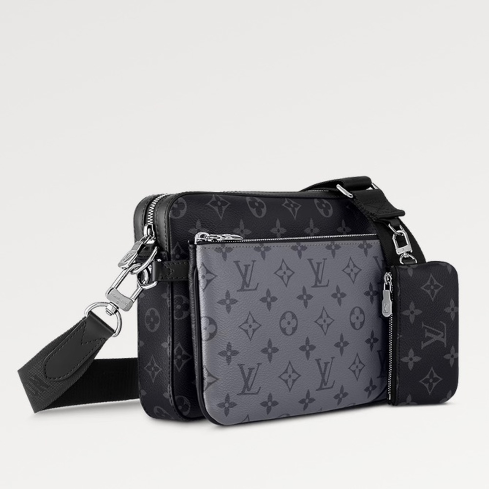 Pre Owned Louis Vuitton monogram eclipse trio messenger bag (limited edition)